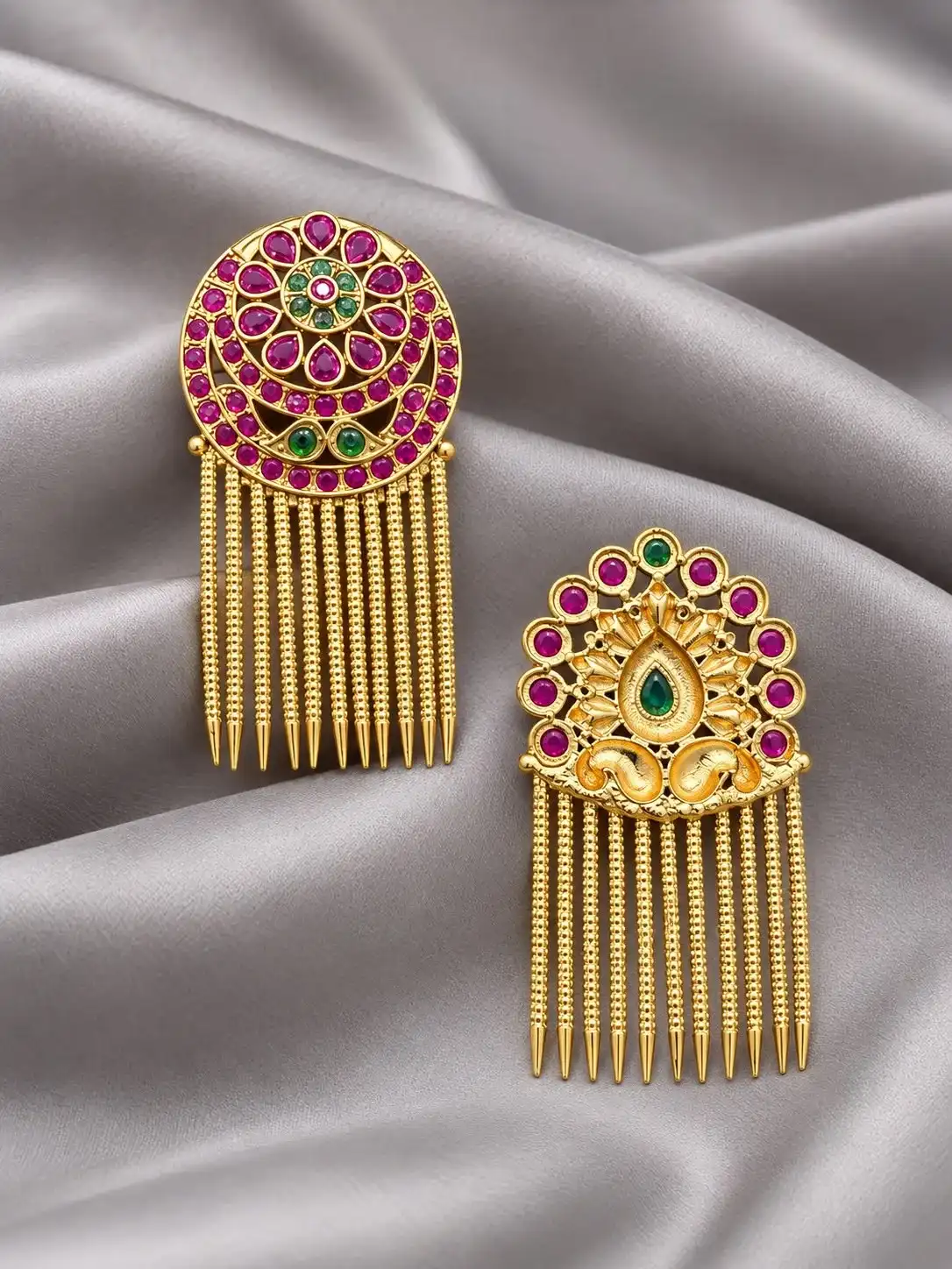 Round Kempu Stone Comb Rakodi